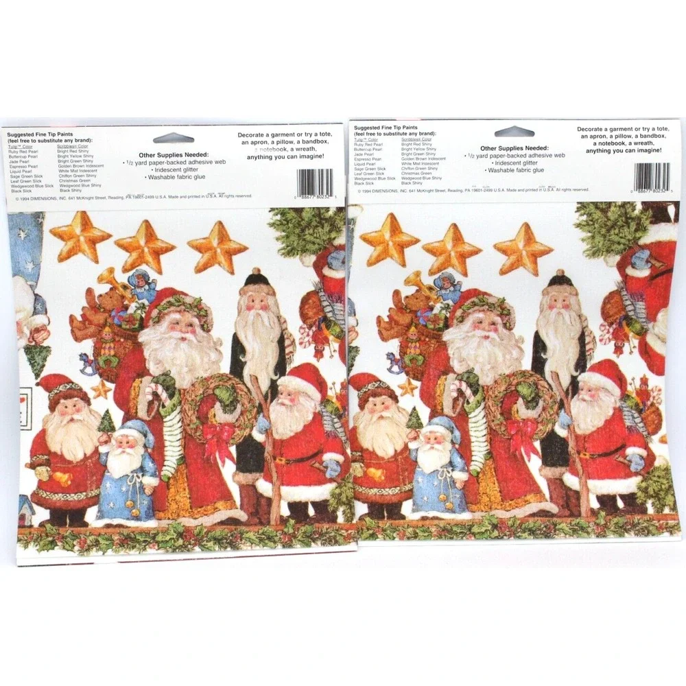 2 VTG Dimensions No-Sew Appliques Christmas Santa Collection 1994 NEW 6 projects